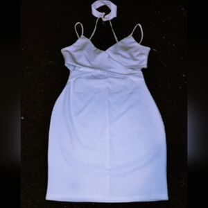 Madrag White Choker Stretchy Mini Dress Size Large NWT